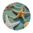 thumbnail image 2 of JEUXUS Beach Starfish Shell Round Tablecloth Washable Reusable Decoration Table Cover for Kitchen Party, 2 of 7