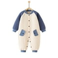thumbnail image 3 of Godderr Newborn Jumpsuit,0-12 Months Snowsuit,Boys Girls Bodysuit,Baby One-Piece Romper,Spring Fall Pajamas,Long Sleeve Buttons Jumpsuit, 3 of 5
