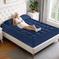 thumbnail image 2 of MATBEBY Full Size Mattress Pad - Cooling Breathable Mattress Topper, Quilted Fitted Mattress Protector, Pillow Top Mattress Cover with 8-21" Deep Pocket, Machine Washable, Navy Blue, 54x75 Inches, 2 of 16