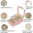 thumbnail image 3 of BOOVO Clear Lid Jewelry Box,3 Layers Jewelry Organizer Large Multi-Functional Jewelry Storage Box with 2 Drawers,Jewelry Display Case of Rings Earrings Necklace Bracelets for Women Girls (Pink), 3 of 16