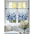 thumbnail image 3 of Blue Blooms Floral Sheer Curtains 45 Inch Length 2 Panels Set, Spring Flowers Botanical Blue Ombre Voile Window Treatment Rod Pocket Small Kitchen Curtains Drapes for Bedroom 52"x45"x2, 3 of 7