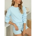 thumbnail image 4 of Topcobe Women' s Long Sleeve Solid Color Lounge Wear Set, S-3XL Blue, 4 of 7