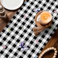 thumbnail image 4 of Table Runner - 60 Inch Long, Spring Gnomes Kitchen Dining Table Runner Dresser Scarves, Botanical Rose Leaves Black Buffalo Plaid Farmhouse Decor for Coffee Tables Wedding Party Banquet, 4 of 8