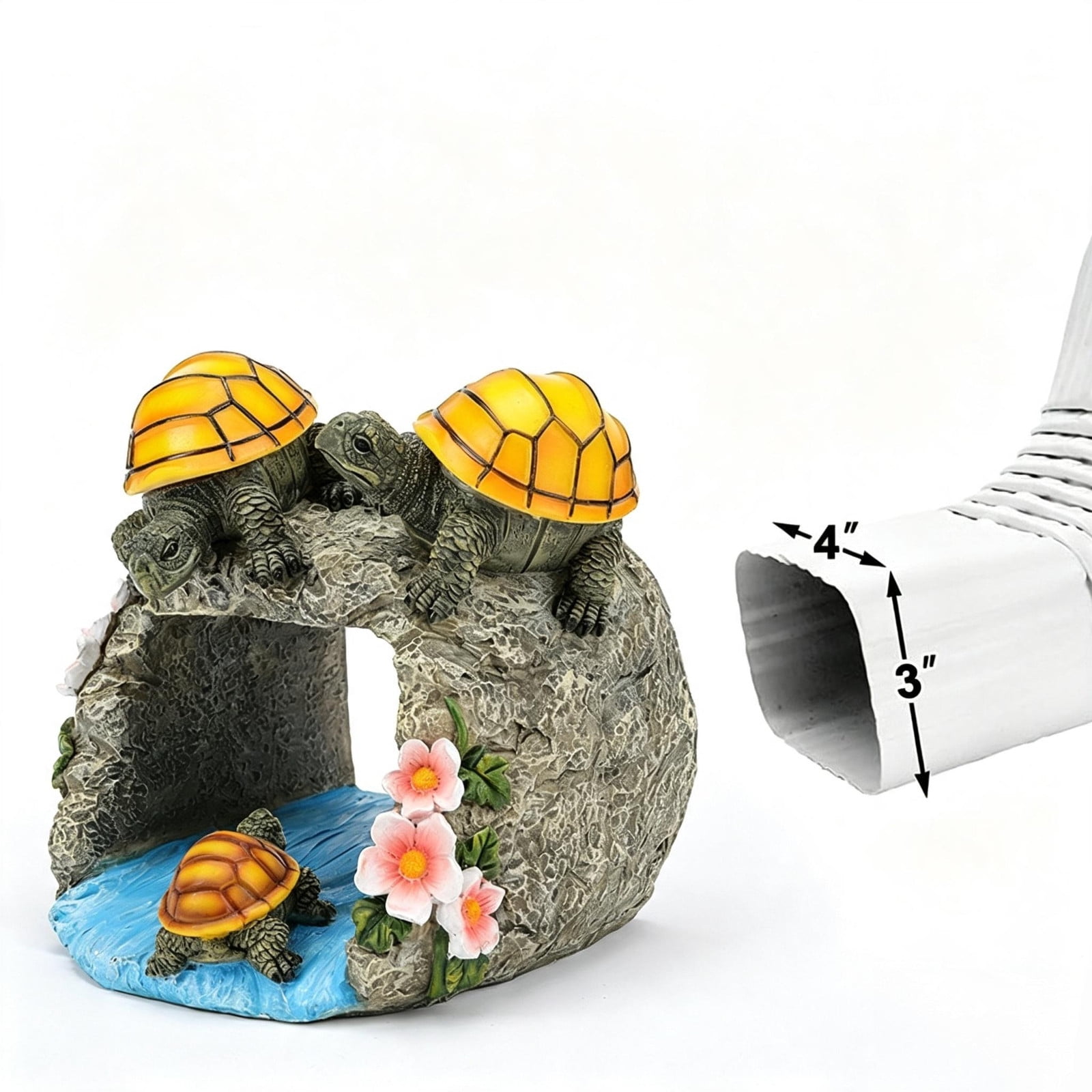 Solar Turtle Gutter Downspout Decor Resin Garden Drainage Ornament LED Light Outdoor Statue for Yard for Everyday Outdoor and Garden Use