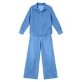 thumbnail image 7 of QQZ Wide Leg Pants 2 Piece Set For Women, Denim Long Sleeve Collared Top & Palazzo Pants Casual Outfit, 7 of 7