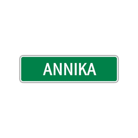 Annika Girls Children Name Letter Printed Label Novelty Indoor Outdoor Unique Wall Plaque Decoration Aluminum Metal Sign 4"x13.5"