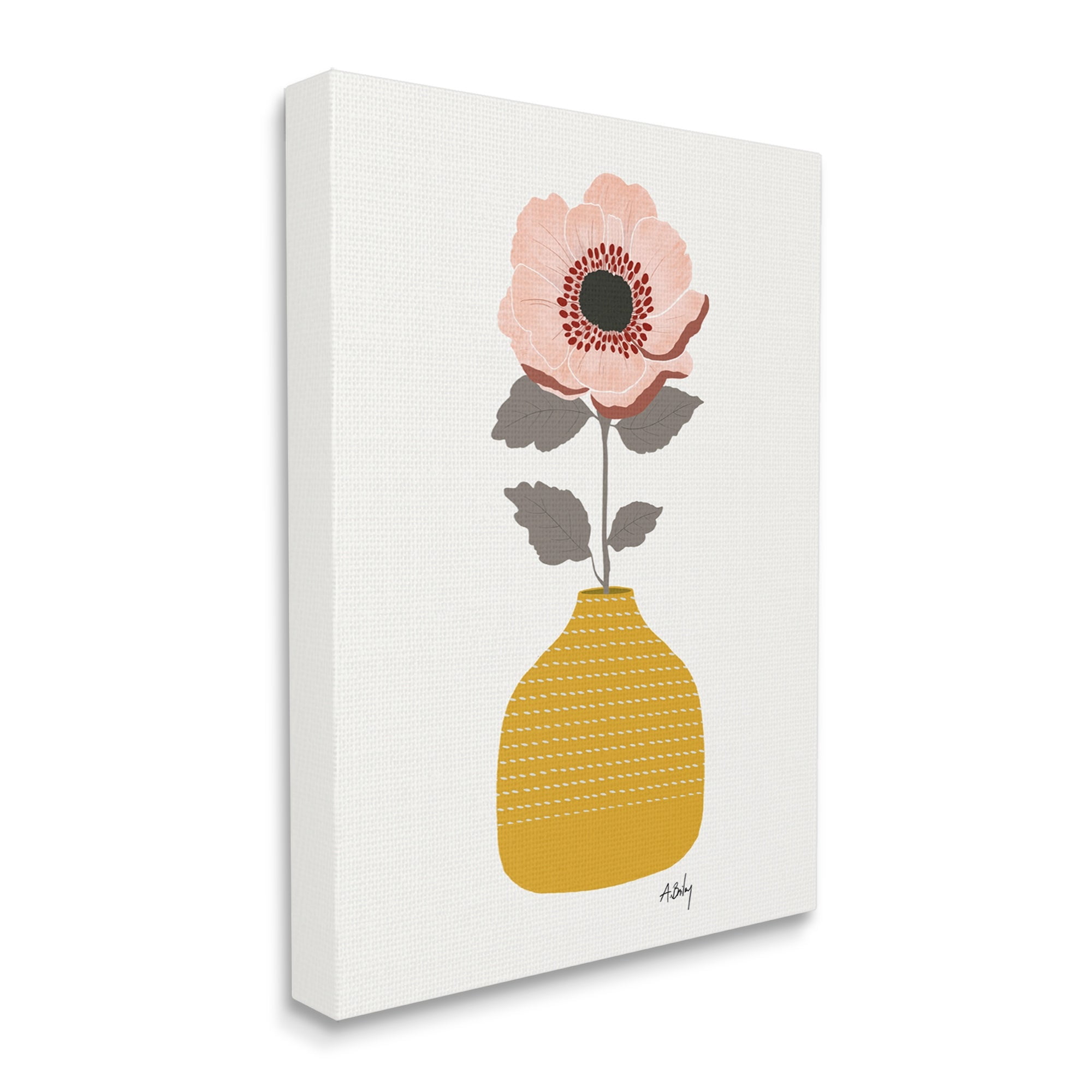 Stupell Industries Modern Pink Poppy Patterned Pottery Minimal Still Life, 30 x 40,Design by Anne Bailey Art