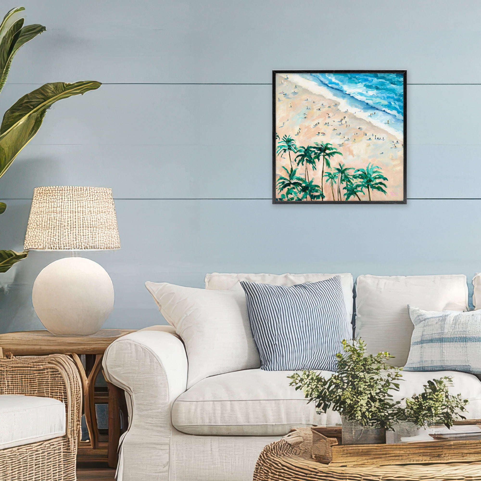 Stupell Industries Waikiki Beach Overview Black Framed Giclee Art, design by Meredith Howse