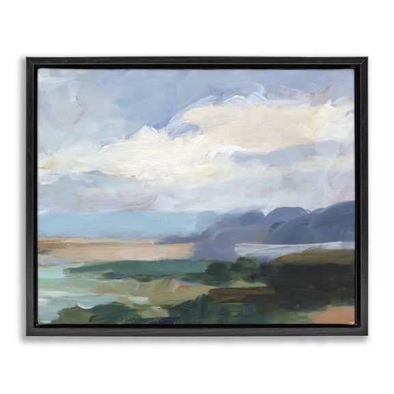 Stupell Industries Contemporary Traditional Cloudy Beach Black Floating Frame Canvas Art, 21 x 17, by Ethan Harper