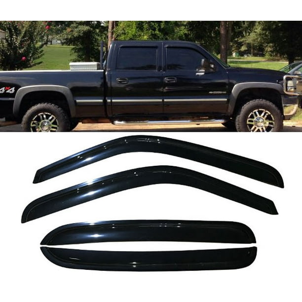 All American Auto Dark Smoke Acrylic Side Window Deflector Visor 4 Piece Set For 2002 2006 Cadillac Escalade Chevy Avalanche Chevy Silverado Gmc