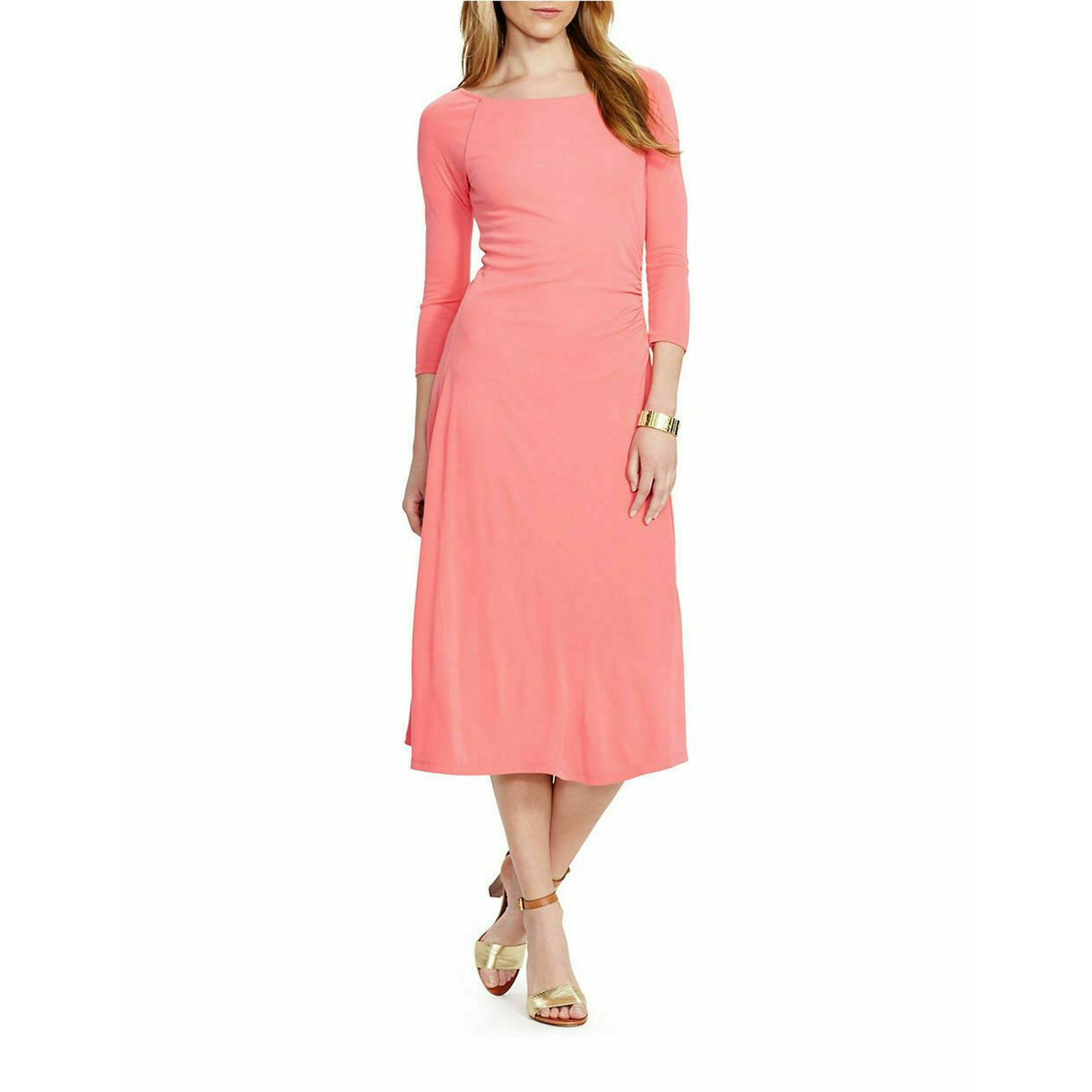 Lauren Ralph Lauren Ruched Stretch Jersey Fit Flare Dress In