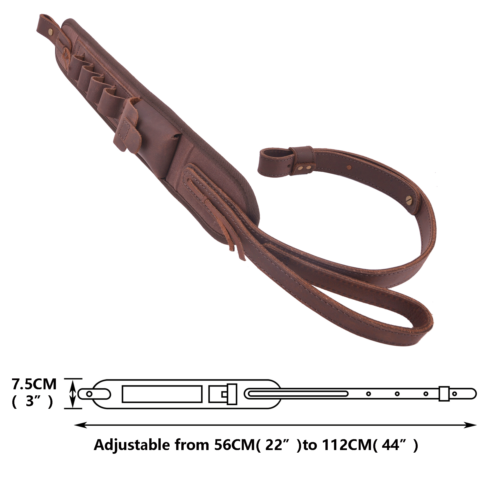 Shooting Canvas Leather Ammo Shell Holder Shotgun Sling Hunting Gun Strap for 12 Guage