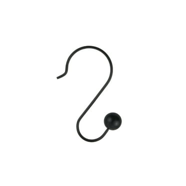 Better Homes & Gardens Matte Black Ball Rust-Proof Steel Shower Hooks, Set of 12