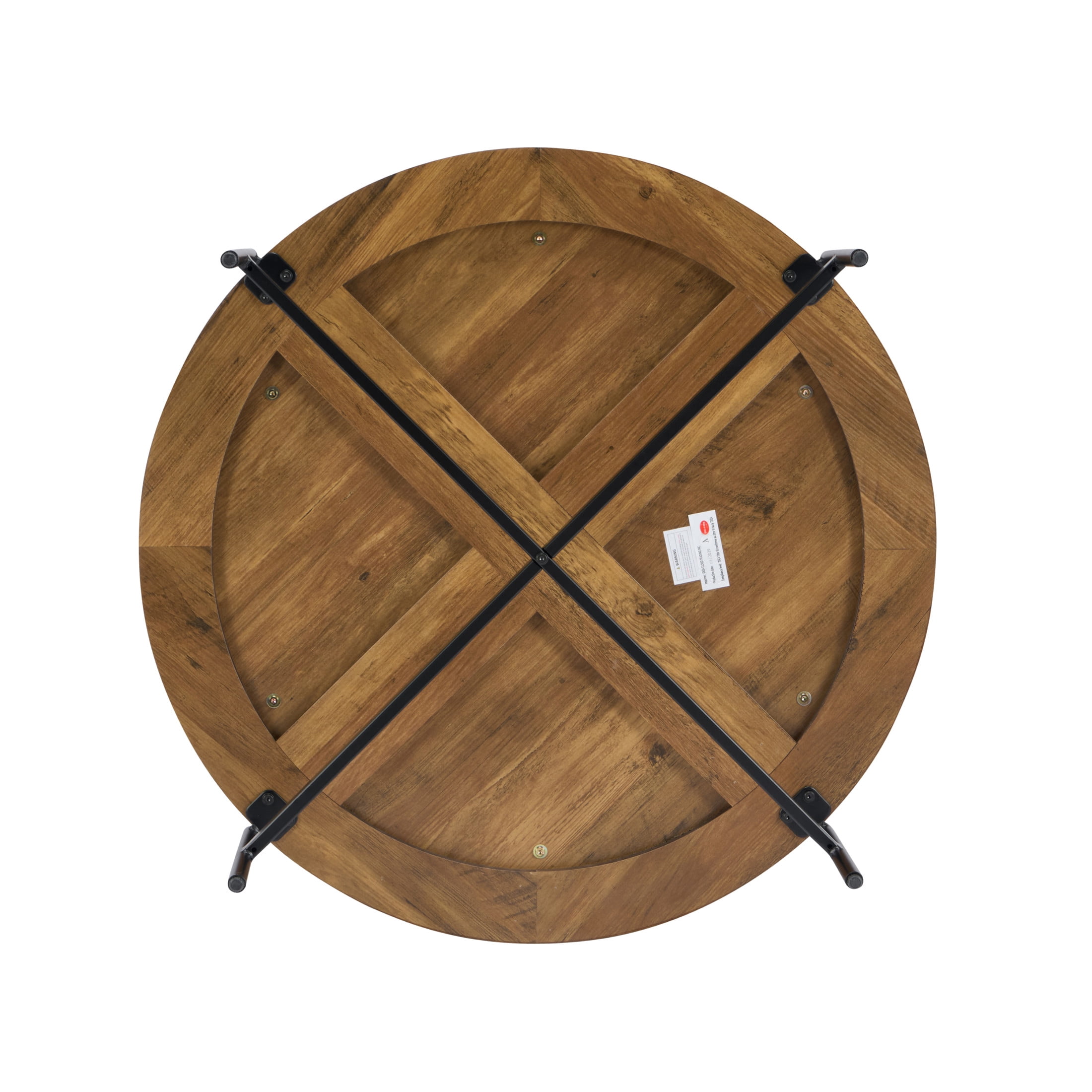 Christopher Knight Home Industrial 36" Round Cocktail Ottoman, Button Tufted PU Upholstered Coffee Table, Black