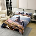 thumbnail image 2 of Erosebridal 100% Natural Cotton Horse Bedding Set Twin Size Horse Print Duvet Cover Watercolor Floral Flowers Comforter Cover Nature Wild Animal theme Quilt Cover Beroom Decor,1 Pillowcase, 2 of 6