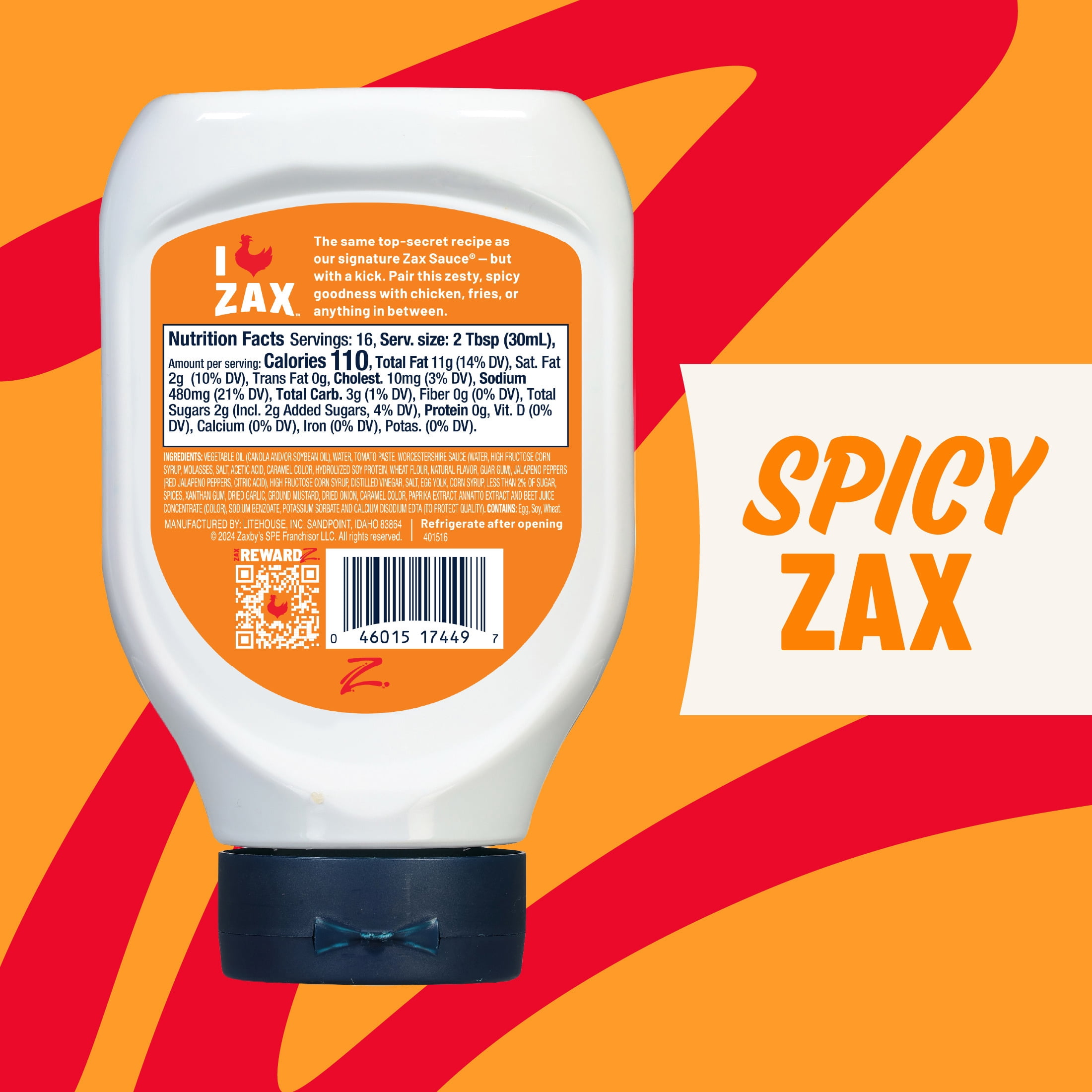 (3 pack) Zaxbys Spicy Zax Sauce, Restaurant Chicken Dipping Sauce, 16 fl oz