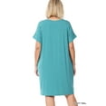 thumbnail image 3 of TheLovely Women & Plus Rolled Short Sleeve V-Neck Midi Trapeze Tunic Dress, 3 of 3