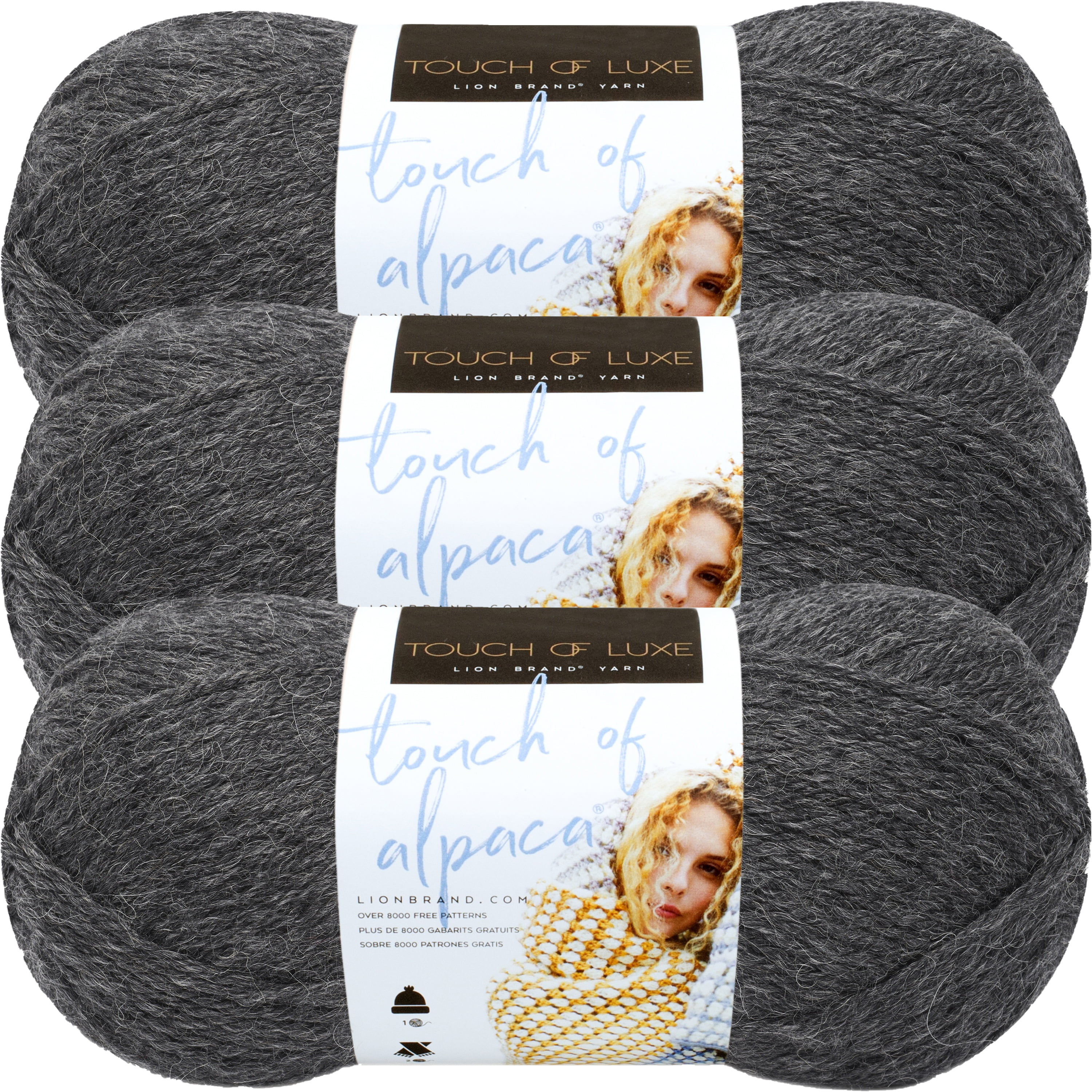 3 Pack-Lion Brand Touch Of Alpaca Bonus Bundle Yarn-Charcoal 124-152