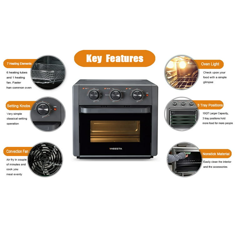 FastConvenient  10-in-1 20 QT Airfryer Oven with Visible Cooking Window ~  fastconvenient