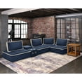 thumbnail image 3 of Pixie 5Pc L-Shaped Modular Sofa w Speaker Console USB Storage Blue/Cream Fabric, 3 of 3