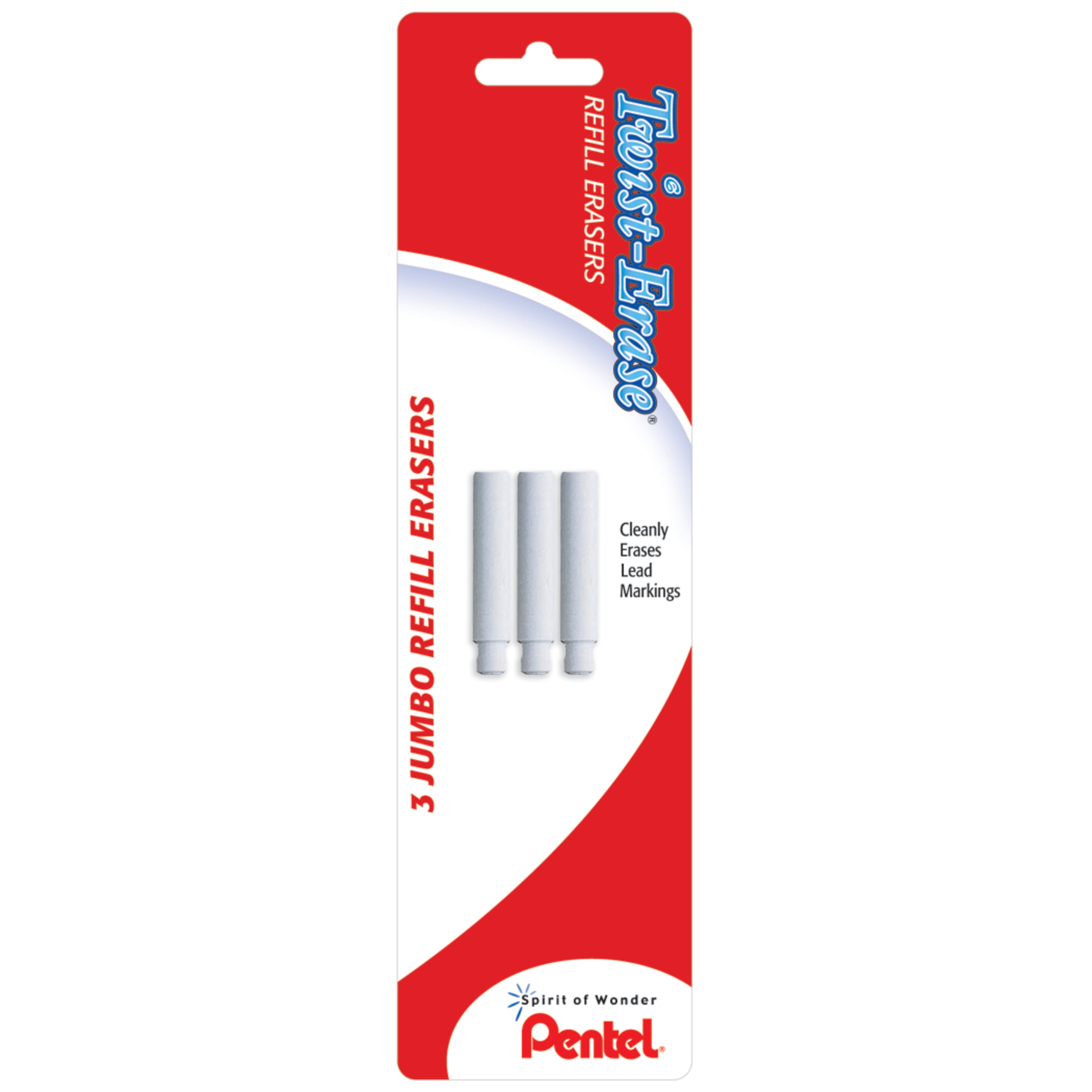 Pentel Twist-Erase Eraser Refill 3  Pack White Lead Pencil Eraser 