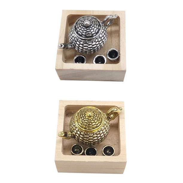 2 Juegos de Tetera Y Taza de Té de Muñecas, Micro Simulado para Juguete Modelo de