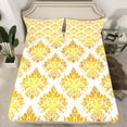 thumbnail image 2 of Erosebridal Victorian Damask Flower Sheet Set Twin,Yellow White Bedding Sets Twin Size,Retro Gothic Theme Twin Sheet Sets,Ultra Soft Bedroom Decorative,3pcs, 2 of 7
