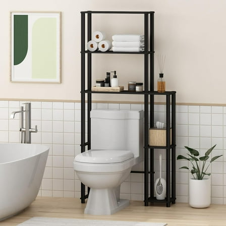 Turn-N-Tube Over The Toilet Storage, 5 Shelves Bathroom Organizer Space Saver Rack, Espresso/Black