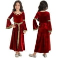 thumbnail image 1 of TiaoBug Robe Longue à Manches Cloche pour Filles Robe Princesse Médiévale Robes Maxi Renaissance Robes de Bal Rouge 14, 1 of 7
