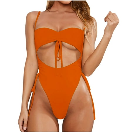 Tarmeek Women s Sexy High Cut Brazilian Bathing Suit One Shoulder Ribbed Bikini Colorblock Cutout One-Piece Thong Swimsuit Swimwear