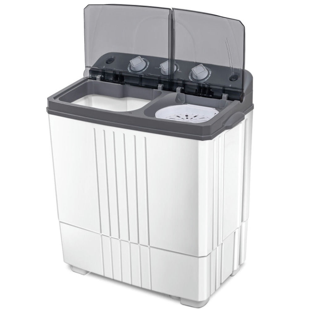 Canddidliike Washing Machine with 260W Washing Power and 140W Spinner Power, 20 lbs Portable Semi-Automatic Twin-tub Washing Machine, Washing Machine for Indoor as Home, Gray