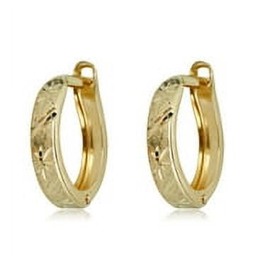 AVORA 10K Yellow Gold Diamond-Cut Petite Huggie Hoop Earrings
