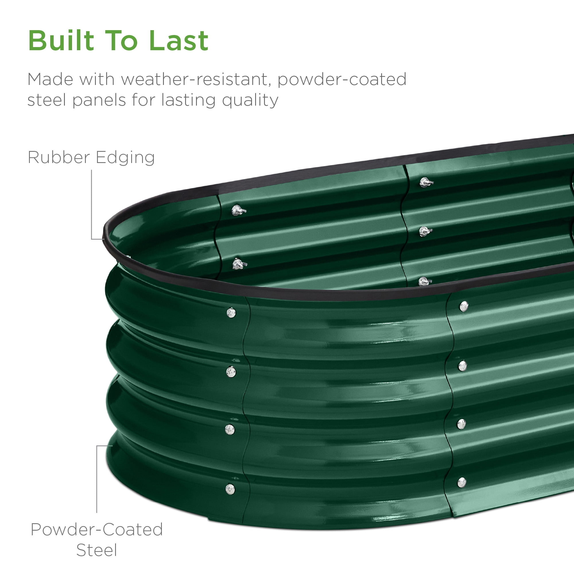 Best Choice Products 4x2x1ft Outdoor Raised Metal Oval Garden Bed, Planter Box for Vegetables, Flowers - Dark Green