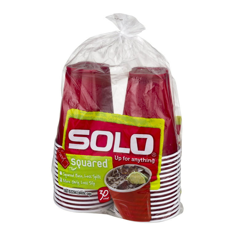 Solo Disposable Plastic Cups, Red, 18oz, 100ct (Choose Your Color) 