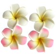 thumbnail image 1 of 4 piezas blanco y rosa hawaiano Frangipani Plumeria cabeza de espuma flor fiesta playa clip para el pelo y pasadores Luau suministros de fiesta favores novia boda accesorios para el cabello clips pasa, 1 of 5