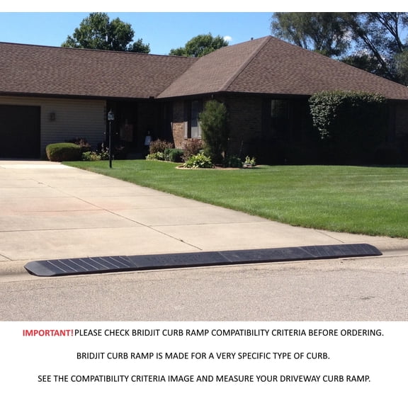 Bridjit 4-Piece Driveway Curb Ramp for 16 Feet Driveway Coverage, Bridjit Curb Ramps for Cars