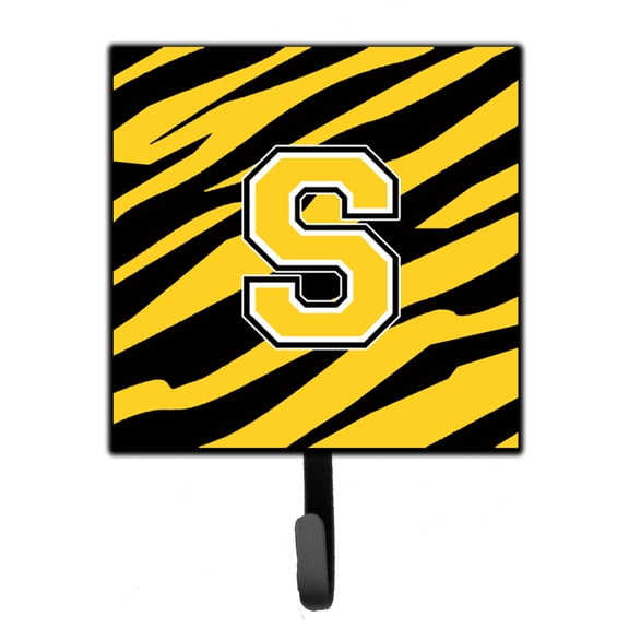 Letter S Initial Tiger Stripe - Black Gold  Leash or Key Holder
