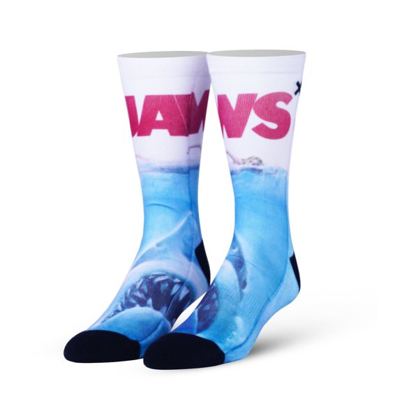 Odd Sox Men's Novelty Crew Socks, Jaws Cover Crew Socks, One size fits most