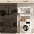 thumbnail image 4 of Zocalo Gabinete de pared para baño con puertas y estantes | Mueble colgante de madera sobre inodoro blanco con toallero | Gabinete de almacenamiento suspendido, 4 of 9