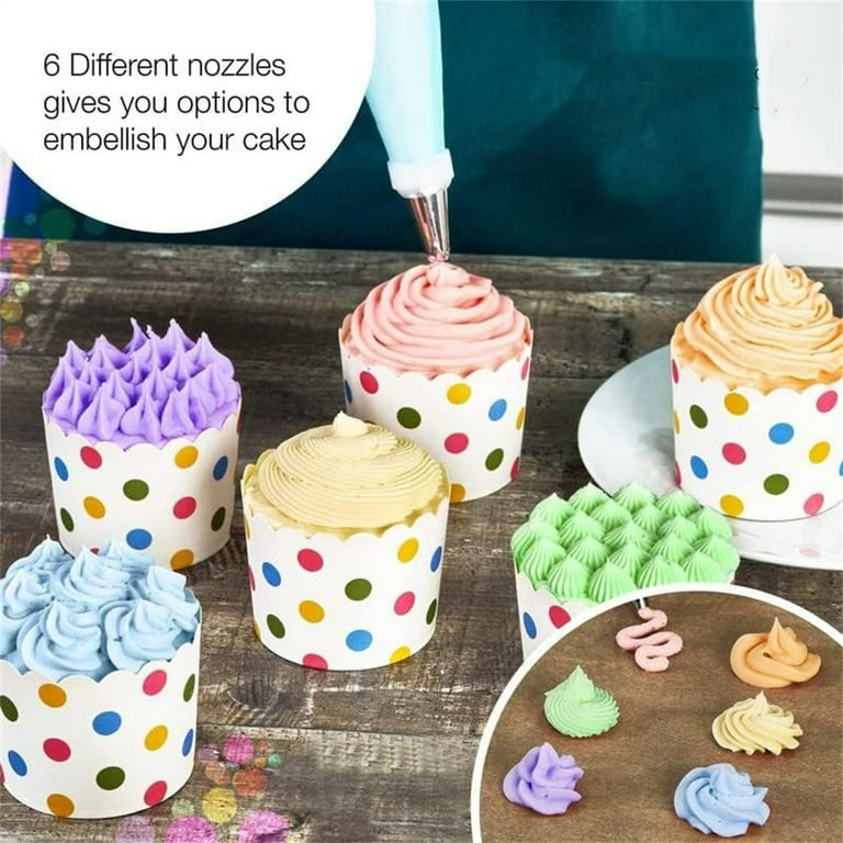 Monebena Silicone Piping Bag with Pcs Stainless Steel Tips Set