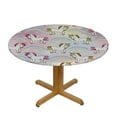 thumbnail image 3 of HAOXIT Rainbow Unicorn Elastic Edged Fitted Round Tablecloth , Waterproof Oil Proof Polyester Table Cloth Decorative Fabric Table Cover for Dining Table 38-42, 3 of 8