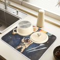 thumbnail image 2 of Yayeee Dish Drying Mat for Kitchen Counter 18" x 24" Microfiber Super Absorbent Coffee Decorative Pad, Watercolor Astronaut, 2 of 9