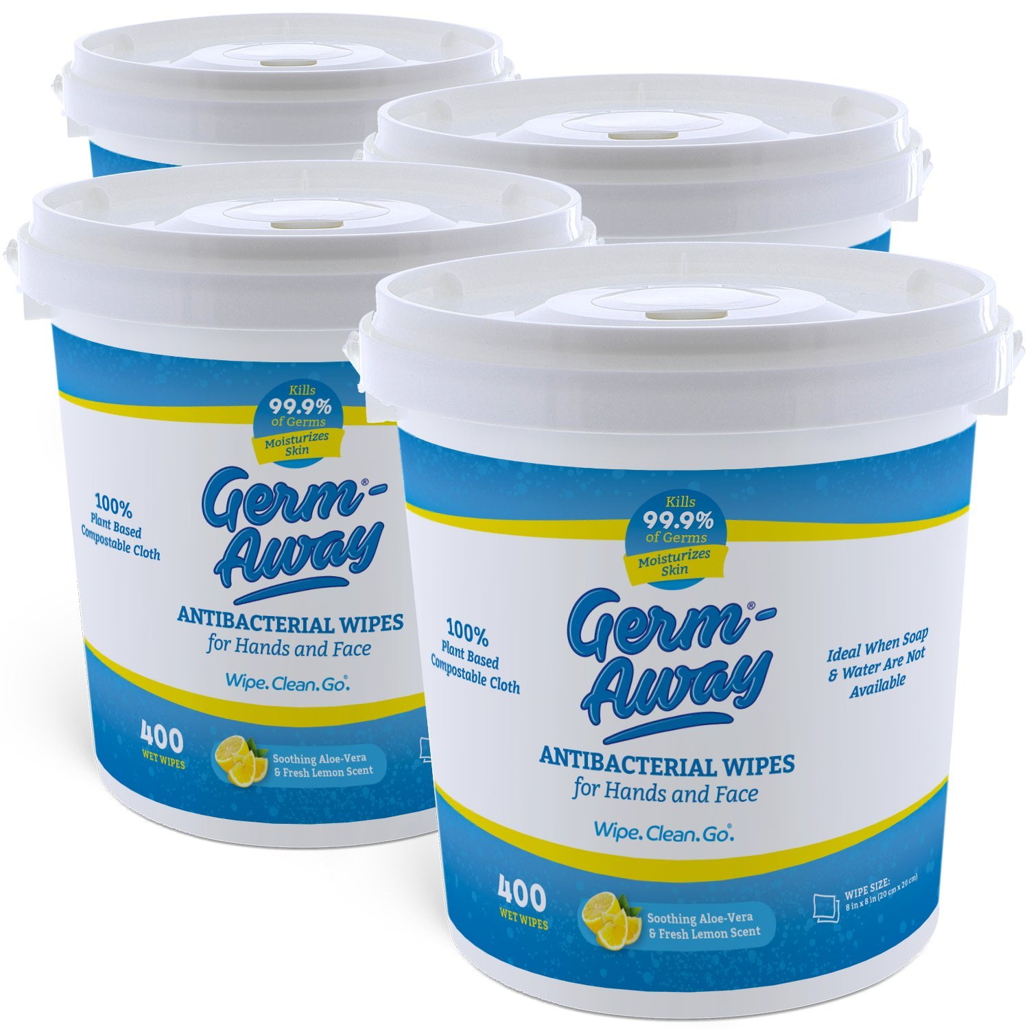 GermAway Lemon Scent Antibacterial Hand Wipes Bucket