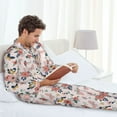 thumbnail image 5 of KLL Rose Flowers Sleepwear Mens Flannel Pajamas,Long Cotton Pj Set, 5 of 7