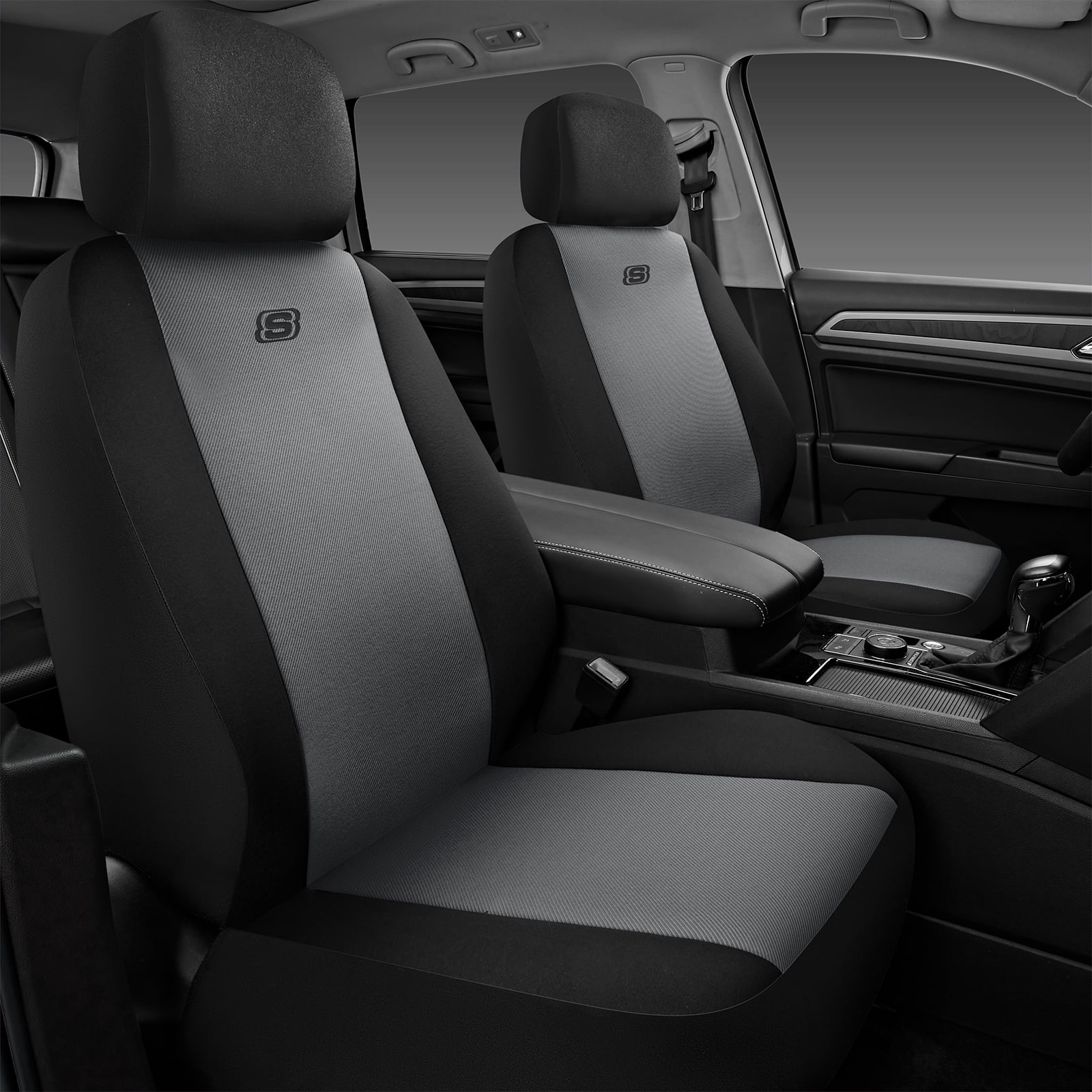 Skechers Memory Foam Fabric Car Seat Cover, Breathable, Comfortable Support, Easy Install, Stylish Design, Universal Fit for Cars and SUVs Gray