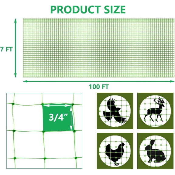 Garden Bird & Deer Netting 7×100 ft, Green Protective Mesh for Plants, Vegetables & Fruit Trees, Prevents Damage from Birds, Squirrels & Wildlife