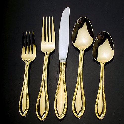 Godinger Chateau 101Piece GoldPlated Flatware Set
