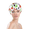 thumbnail image 2 of Tomato Eggplant Cucumber Shower Cap, Reusable Bath Hair Hat for all Hair Lengths Hair Cover with Elastic Band Double Waterproof Layers Bathing Hat, 2 of 5
