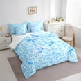 thumbnail image 4 of Manfei Cheetah Leopard Print 7-Piece Twin Bedding Sets, Cartoon Blue Bowknot Bow Bedding Comforter Set, Kawaii Princes Style Reversible Sheet Sets, Luxury Bedroom Decor, 4 of 8