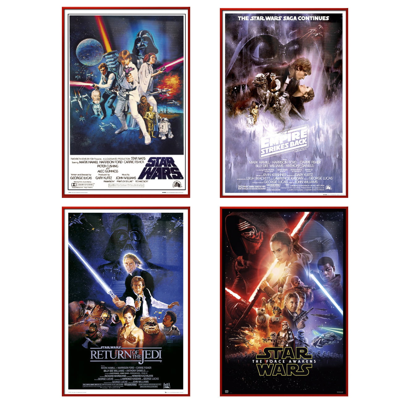 Star Wars: Episode IV, V, VI  VII - Framed 4 Piece Movie Poster / Print  Set (Regular Styles 2 ) (Size: 24